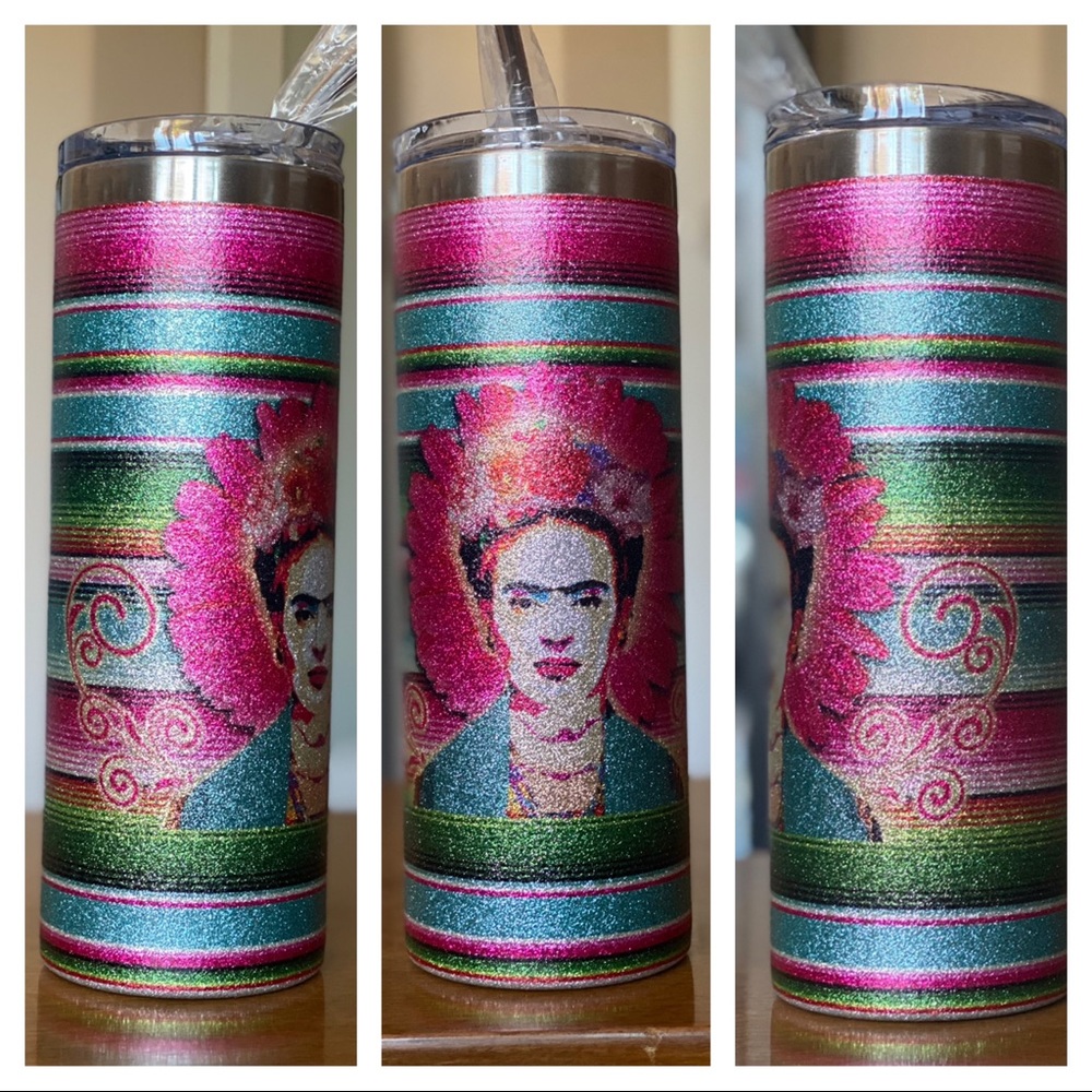 Frida Kahlo 20oz Glitter Tumbler